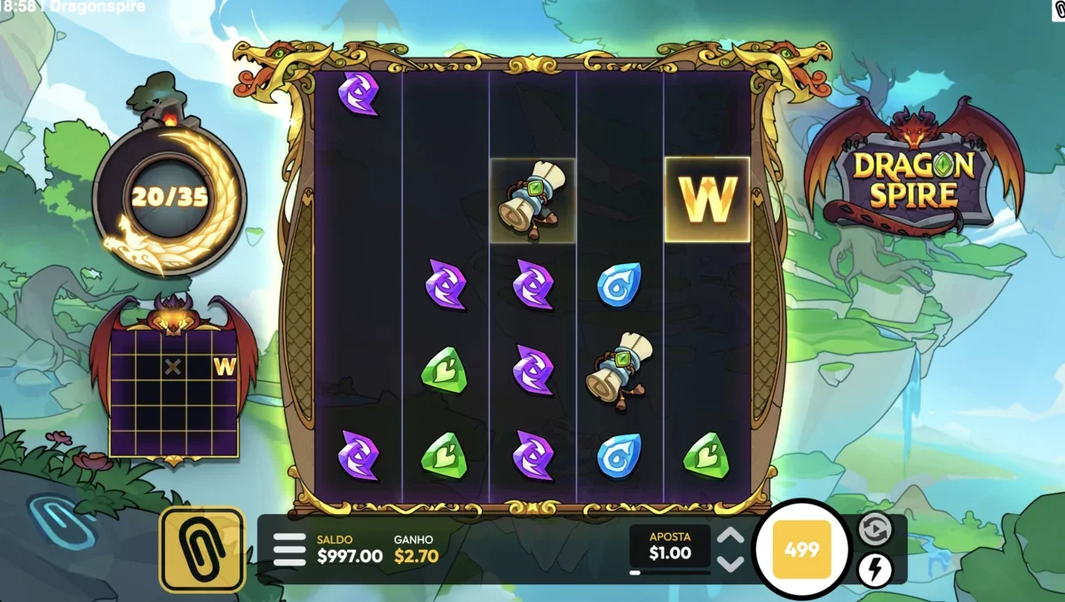 Dragonspire bonus round or free spins feature