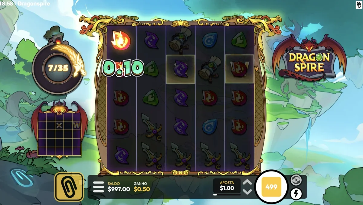 Dragonspire bonus feature activation screen