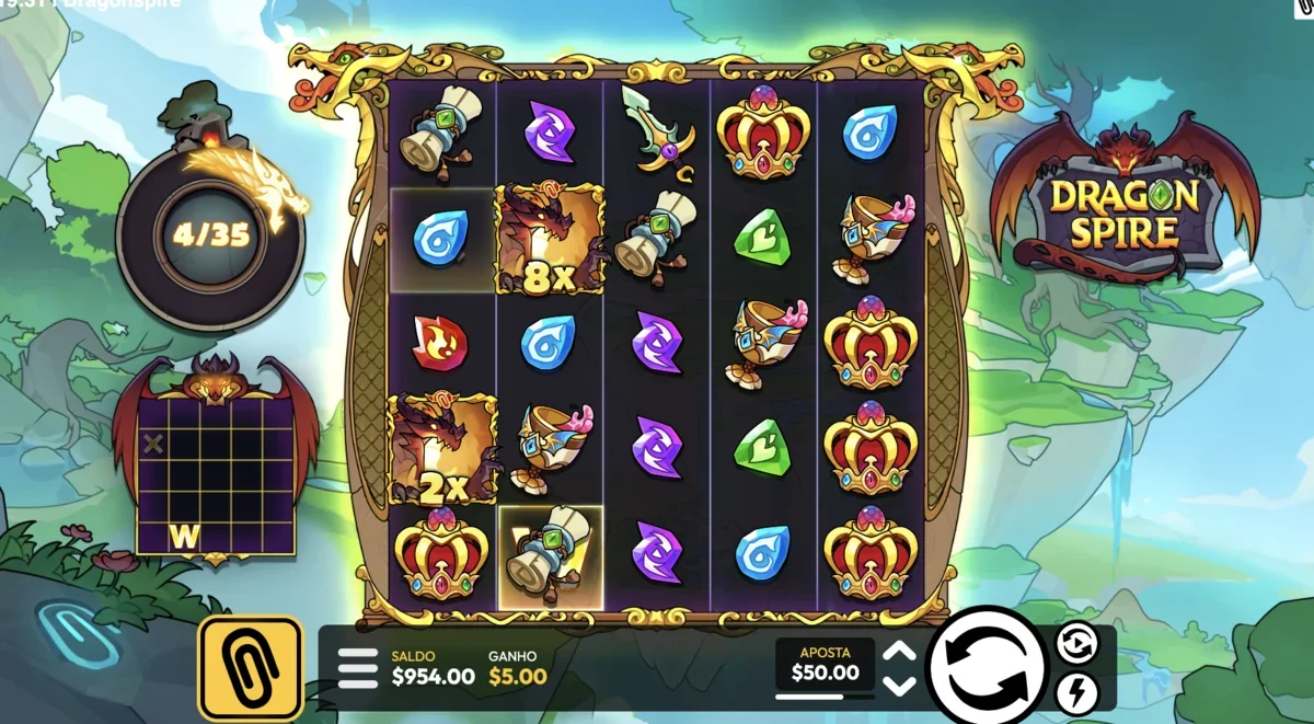 Dragonspire winning symbol combination on reels